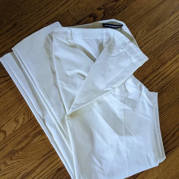 NWT Lina Allard EllenTracy White Cotton dress pants Size 4 - Picture 7 of 7